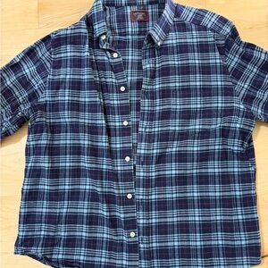 UNTUCKit Navy and Light Blue Plaid Shirt flannel